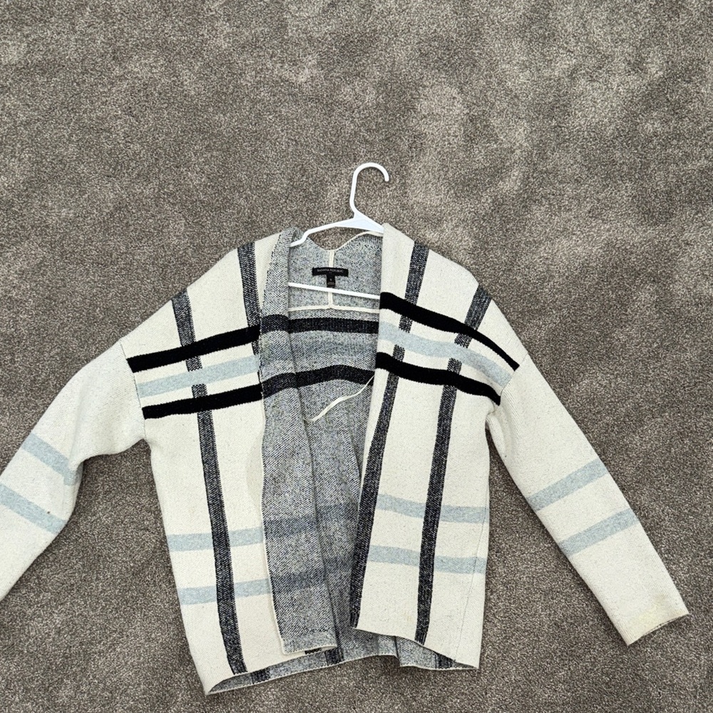 Banana Republic Women's Plaid Cardigan - Black, Gray, Cream